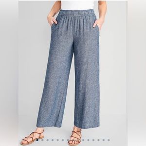 High-Waisted Linen-Blend Wide-Leg Pants for Women